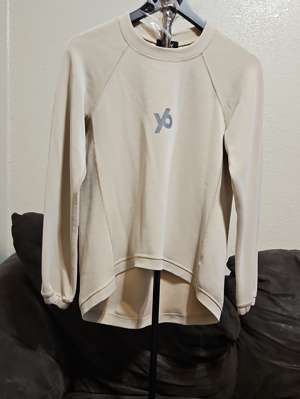 NUX Beige Crewneck Sweatshirt with Reflective Logo